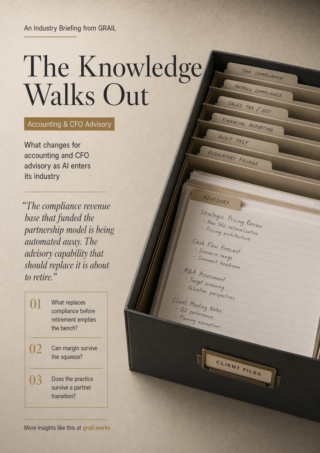 GRAIL CEO briefing cover for Accounting & CFO Advisory.