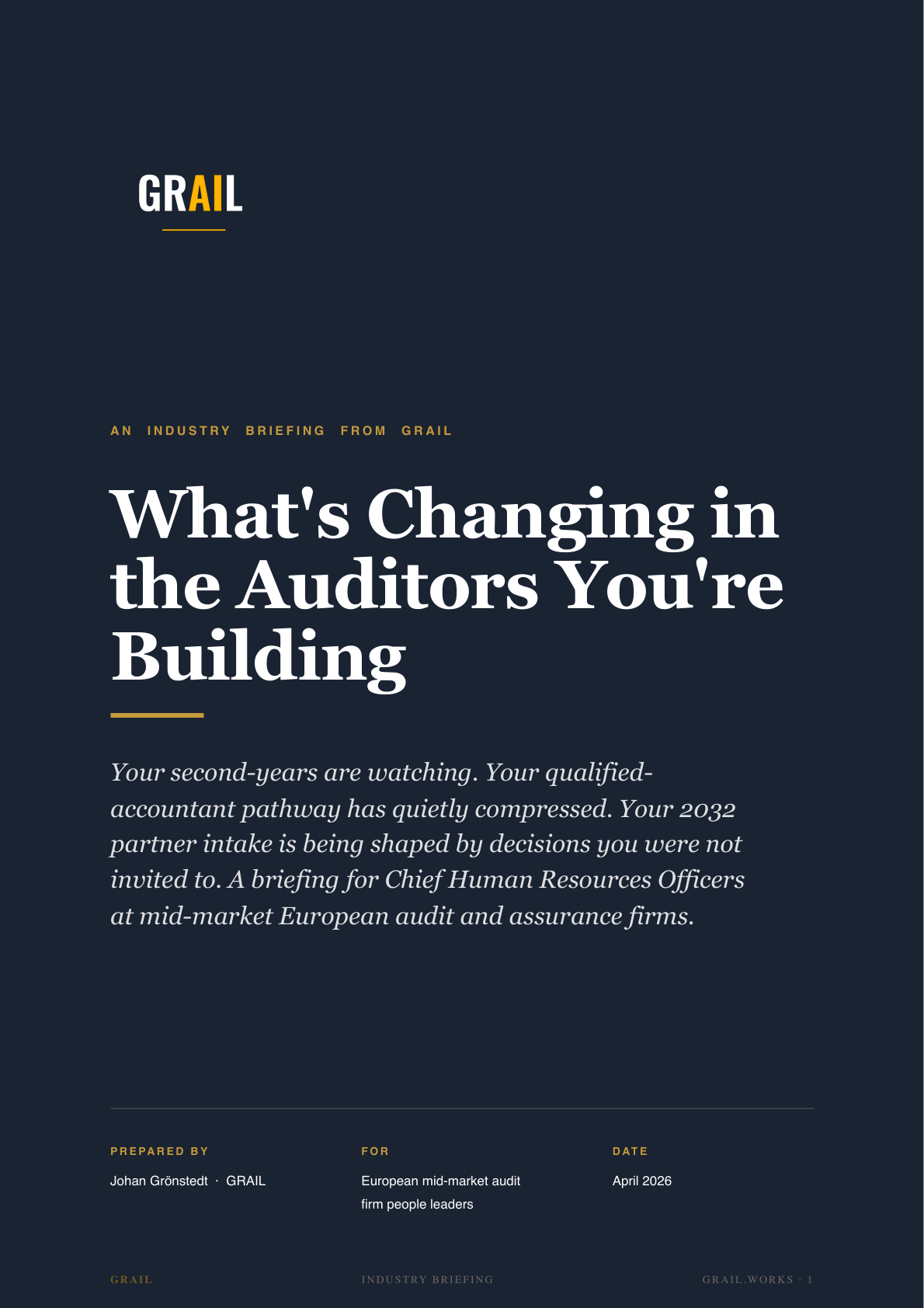 GRAIL industry briefing on AI in audit and assurance for CHROs.