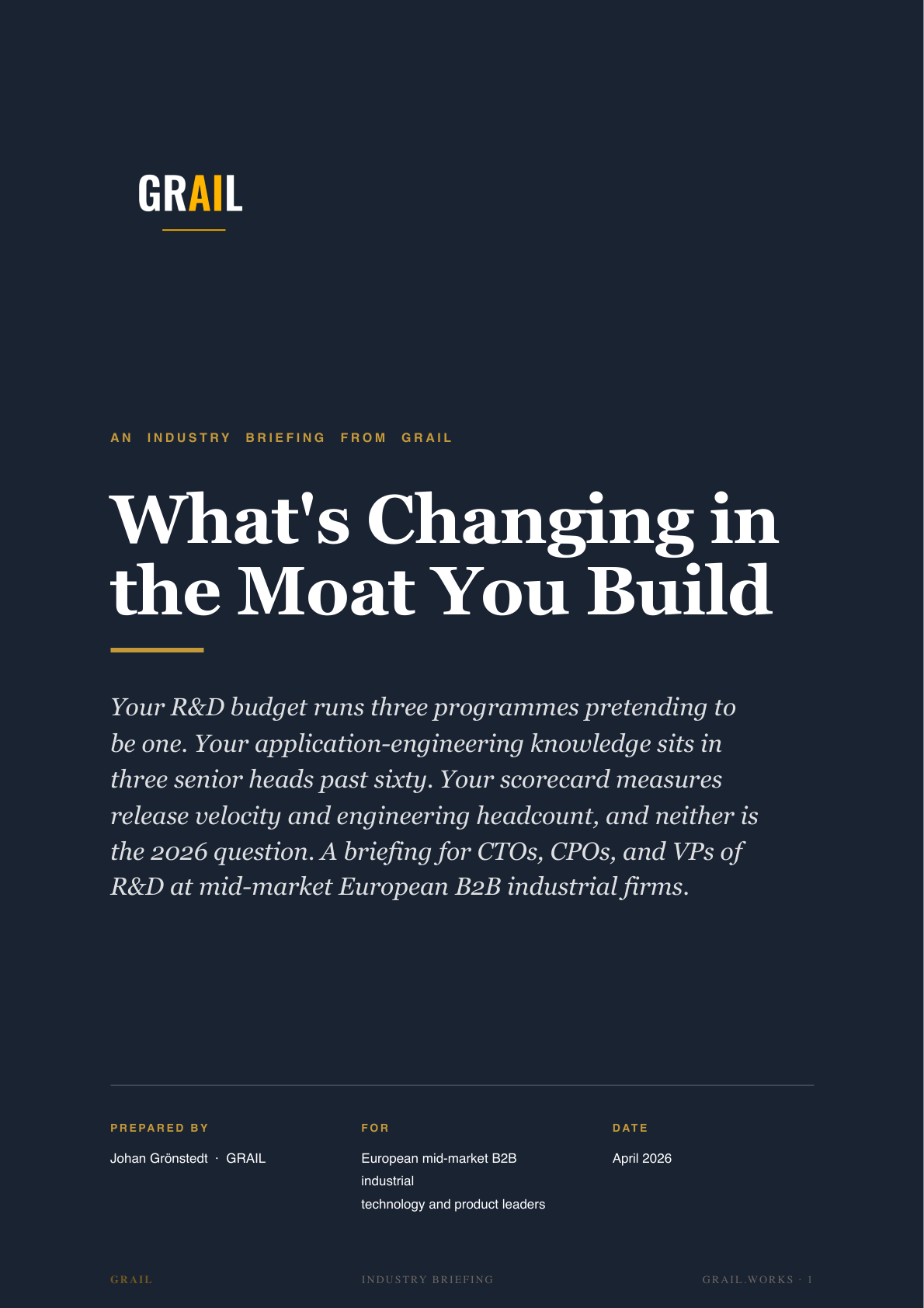 GRAIL industry briefing on AI in B2B industrial for CPTOs.