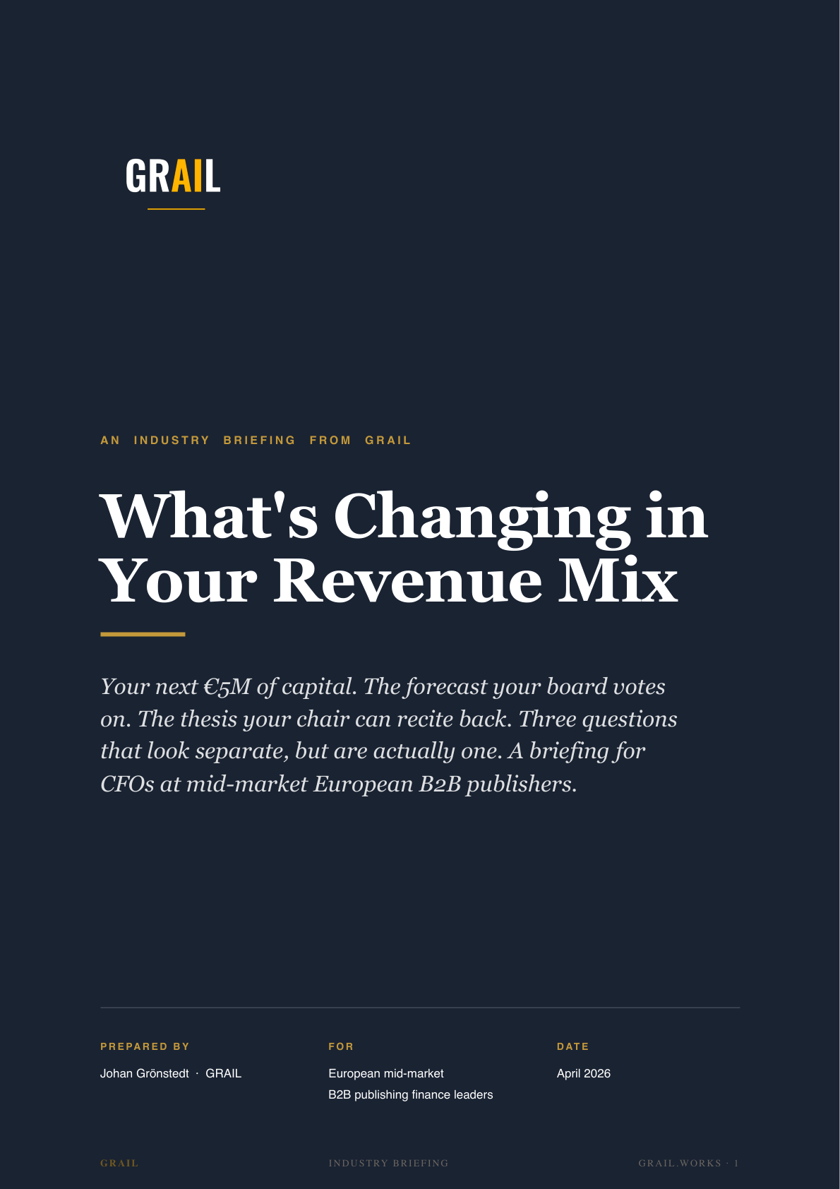 GRAIL industry briefing on AI in B2B media and publishing for CFOs.