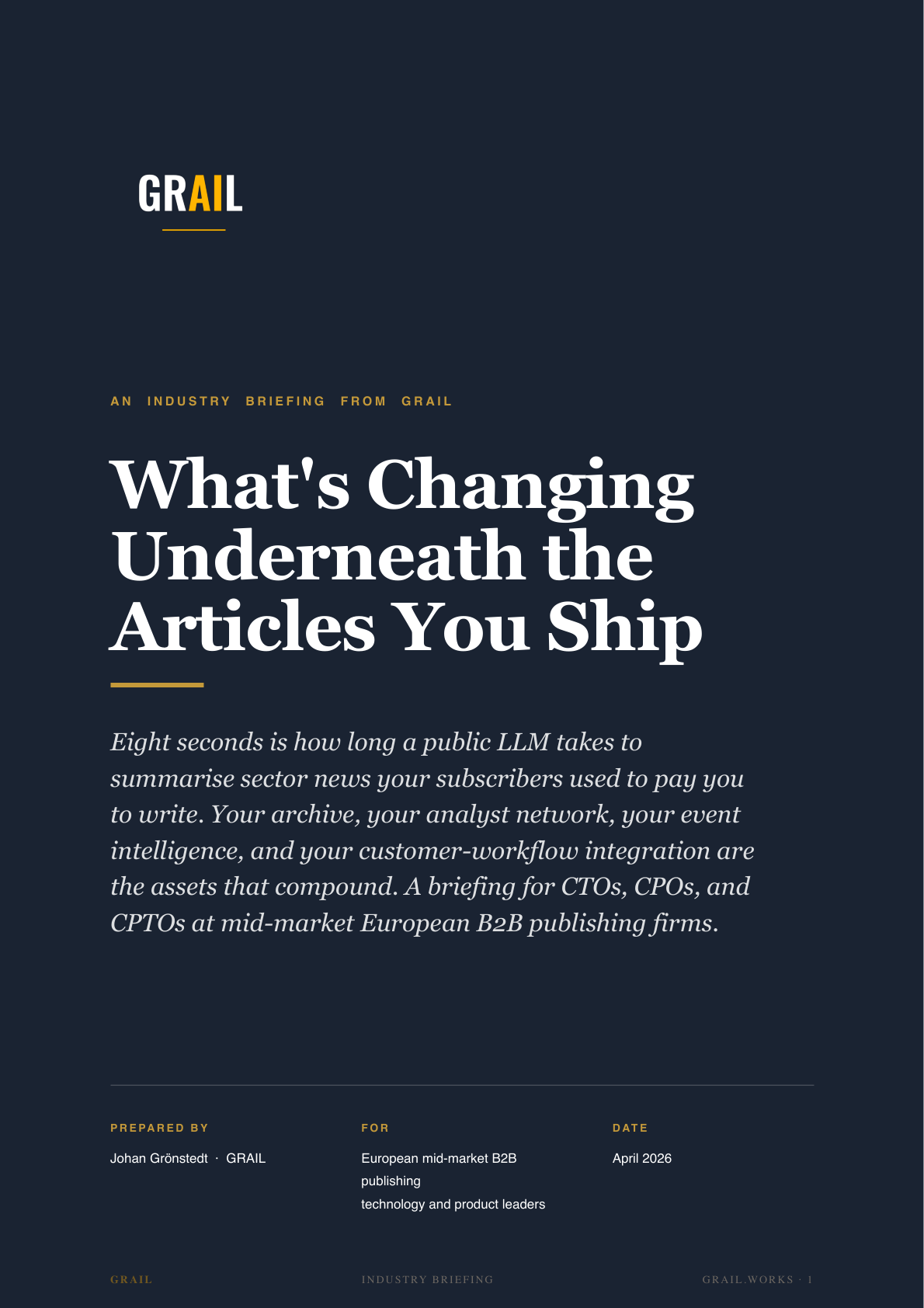 GRAIL industry briefing on AI in B2B media and publishing for CPTOs.