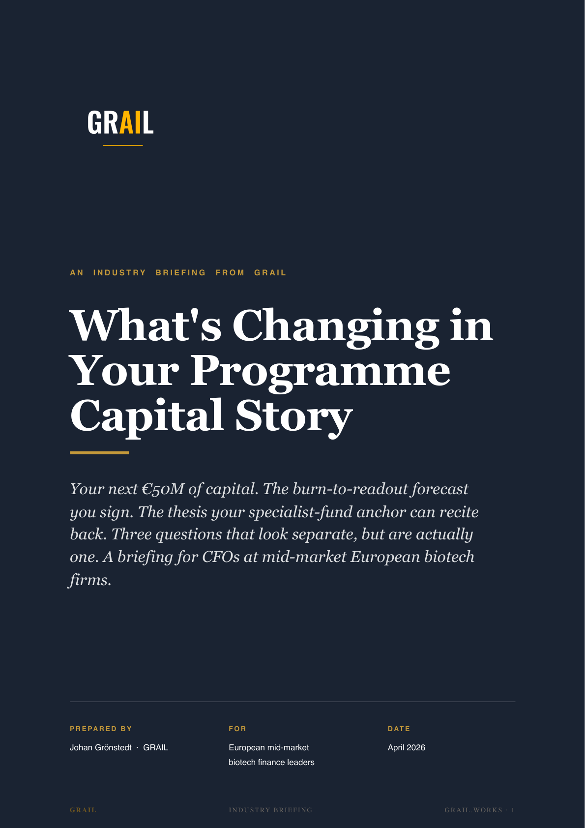 GRAIL industry briefing on AI in biotech and research for CFOs.