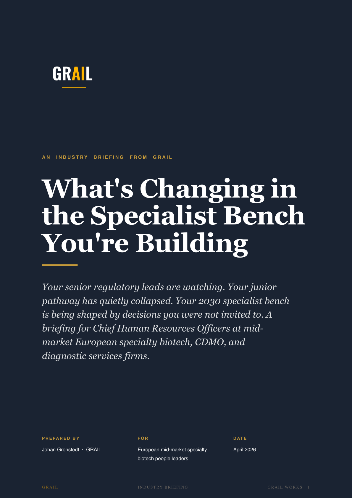 GRAIL industry briefing on AI in biotech and research for CHROs.