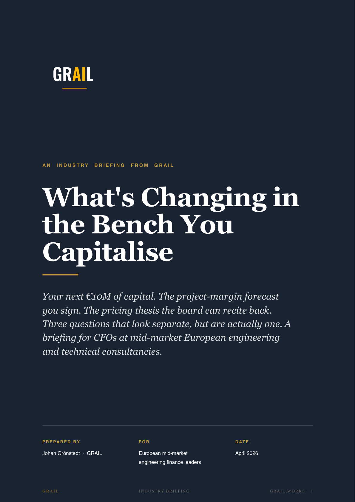 GRAIL industry briefing on AI in engineering and technical consulting for CFOs.