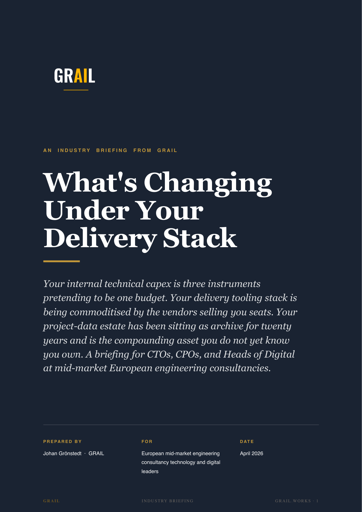 GRAIL industry briefing on AI in engineering and technical consulting for CPTOs.