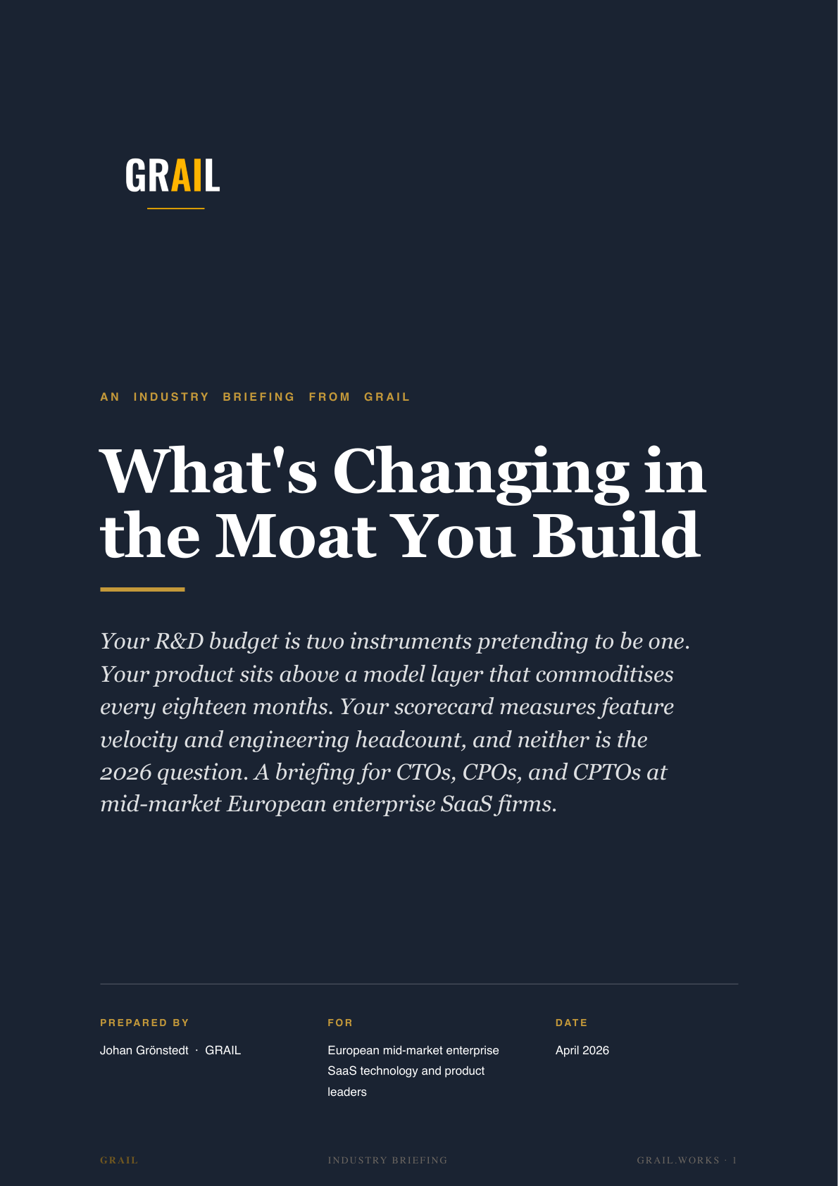 GRAIL industry briefing on AI in enterprise SaaS for CPTOs.