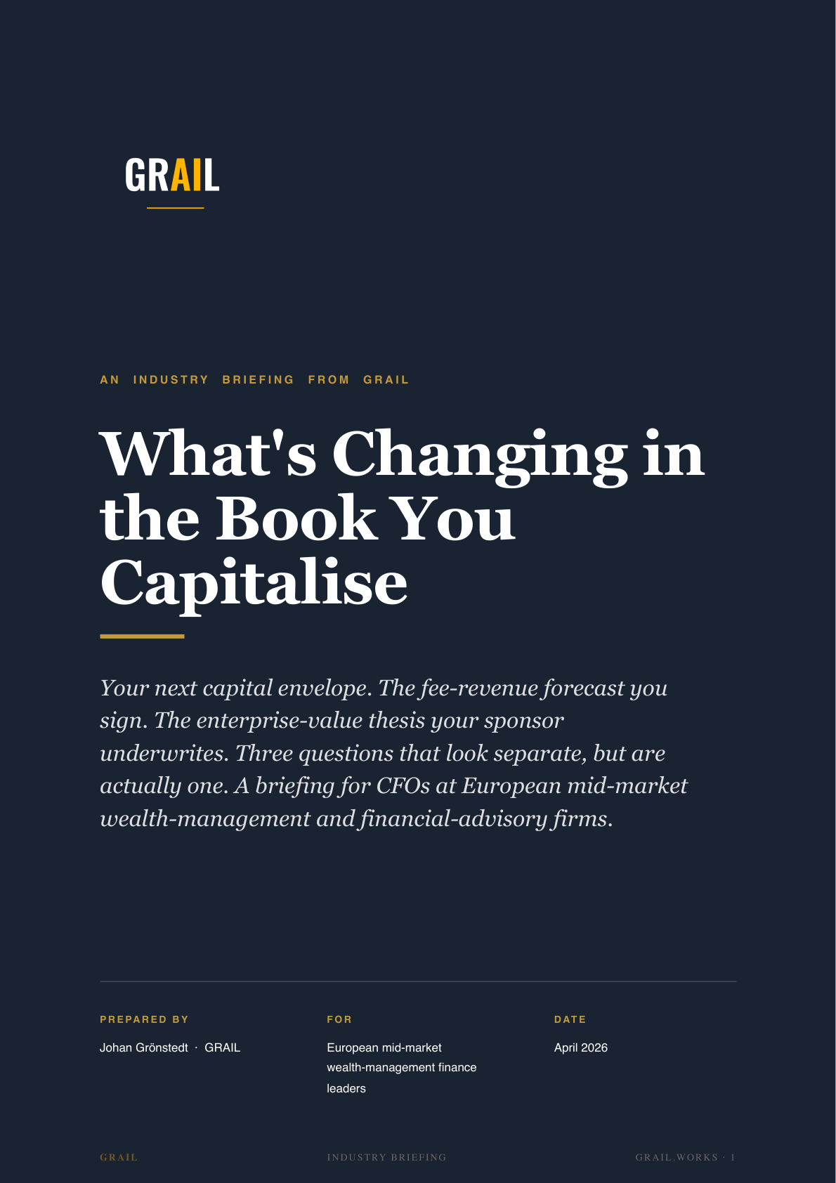 GRAIL industry briefing on AI in financial advisory and wealth management for CFOs.