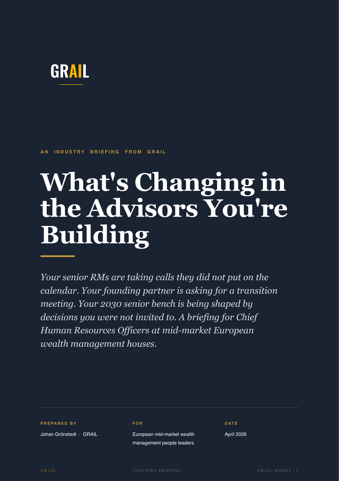 GRAIL industry briefing on AI in financial advisory and wealth management for CHROs.