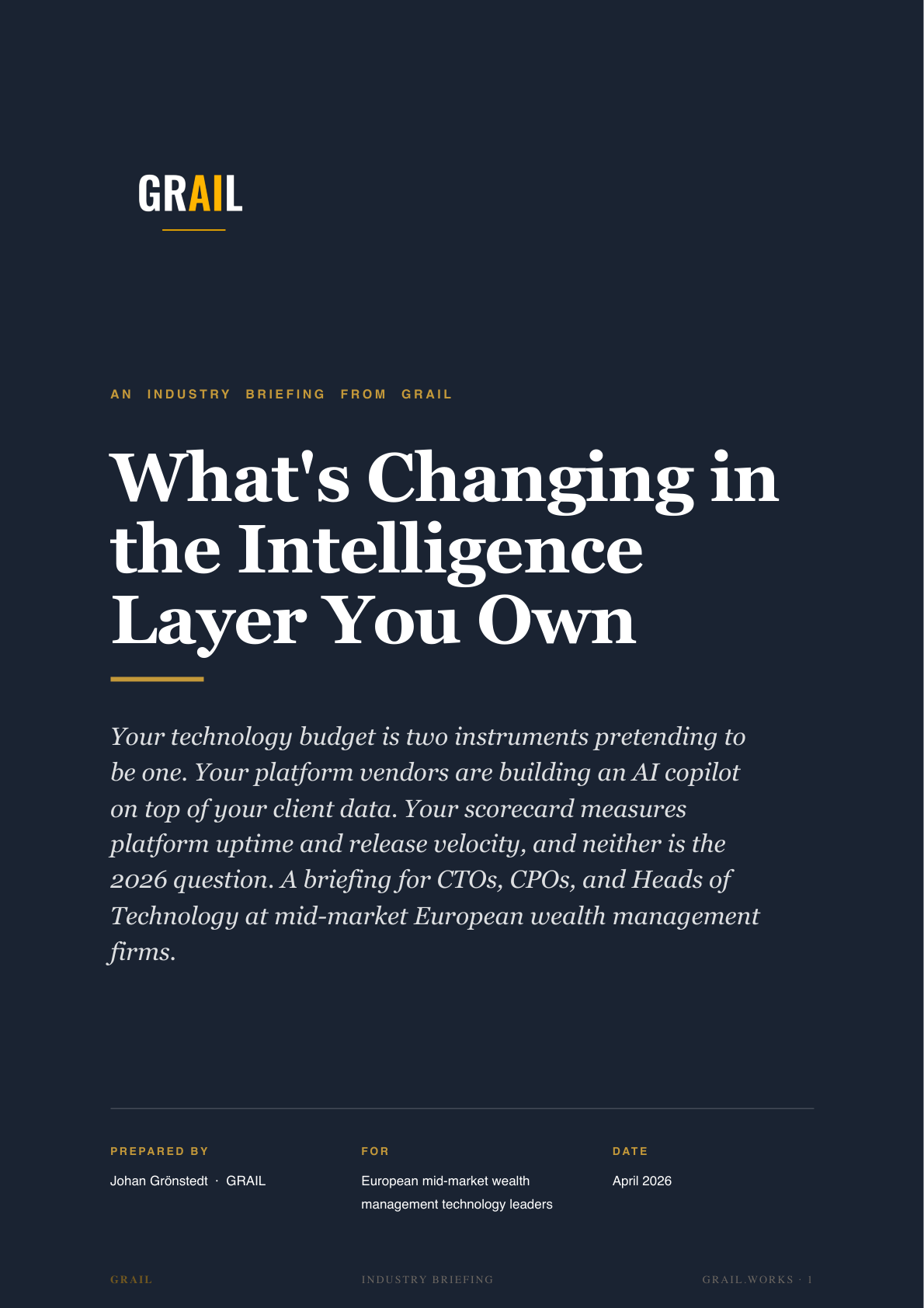 GRAIL industry briefing on AI in financial advisory and wealth management for CPTOs.