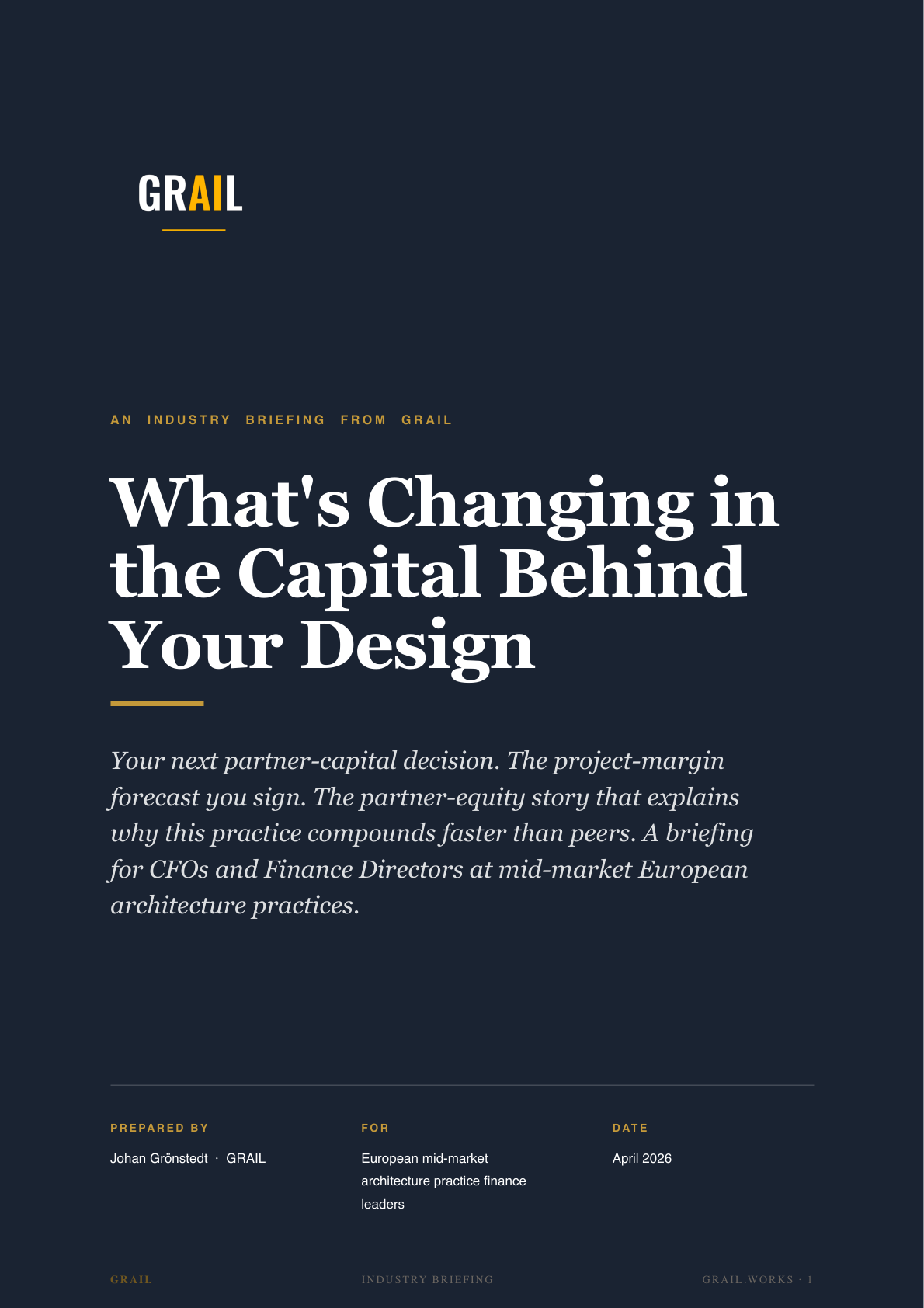 GRAIL industry briefing on AI in high-end architecture and design for CFOs.