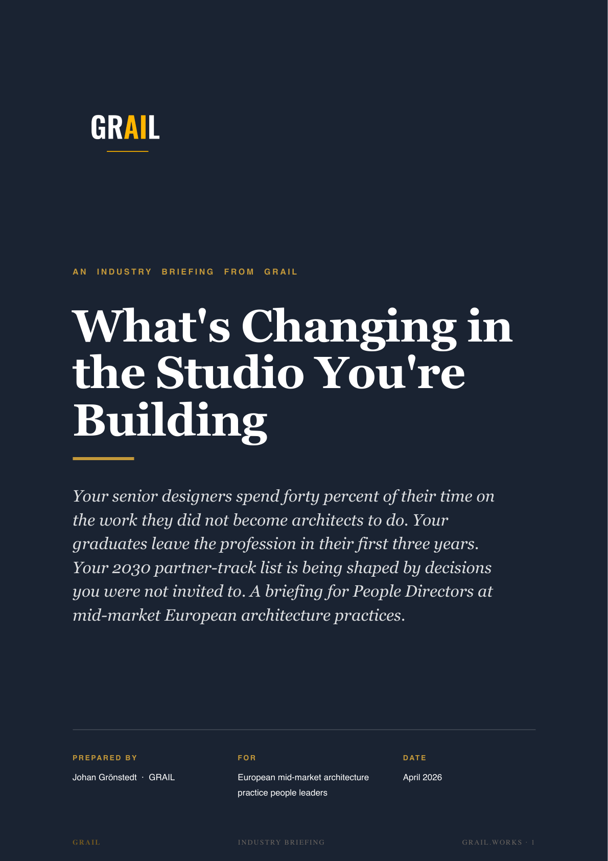 GRAIL industry briefing on AI in high-end architecture and design for CHROs.