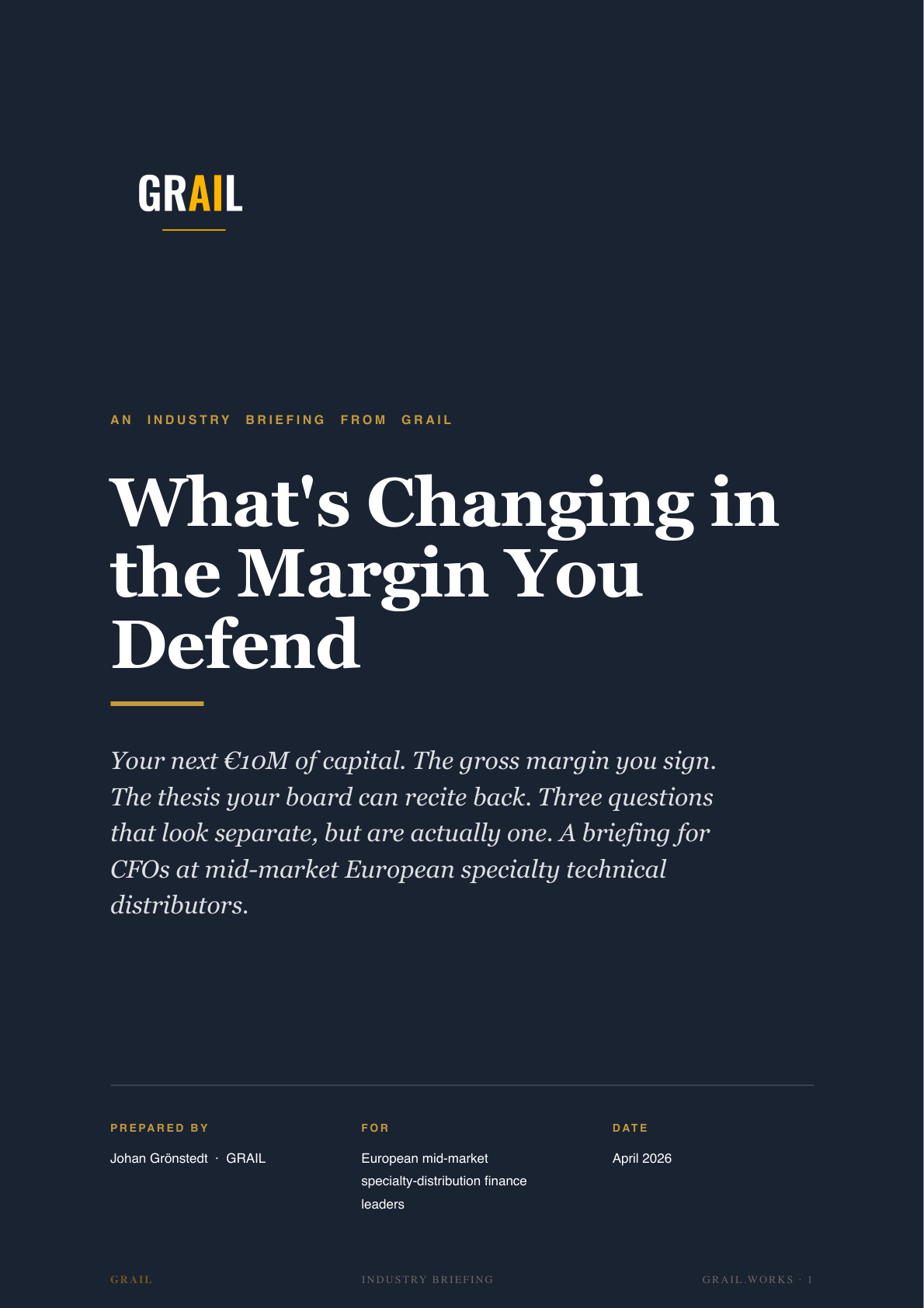 GRAIL industry briefing on AI in high-margin distribution for CFOs.