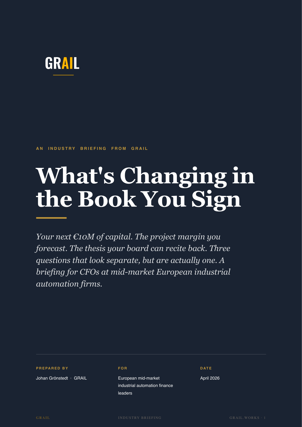 GRAIL industry briefing on AI in industrial automation for CFOs.