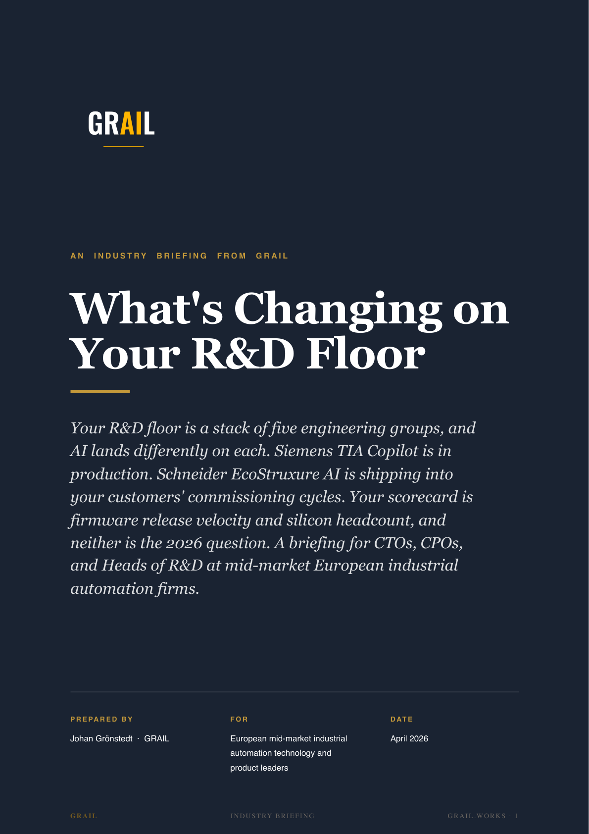 GRAIL industry briefing on AI in industrial automation for CPTOs.