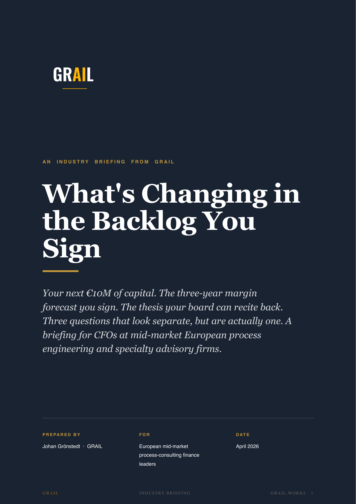 GRAIL industry briefing on AI in industrial process for CFOs.