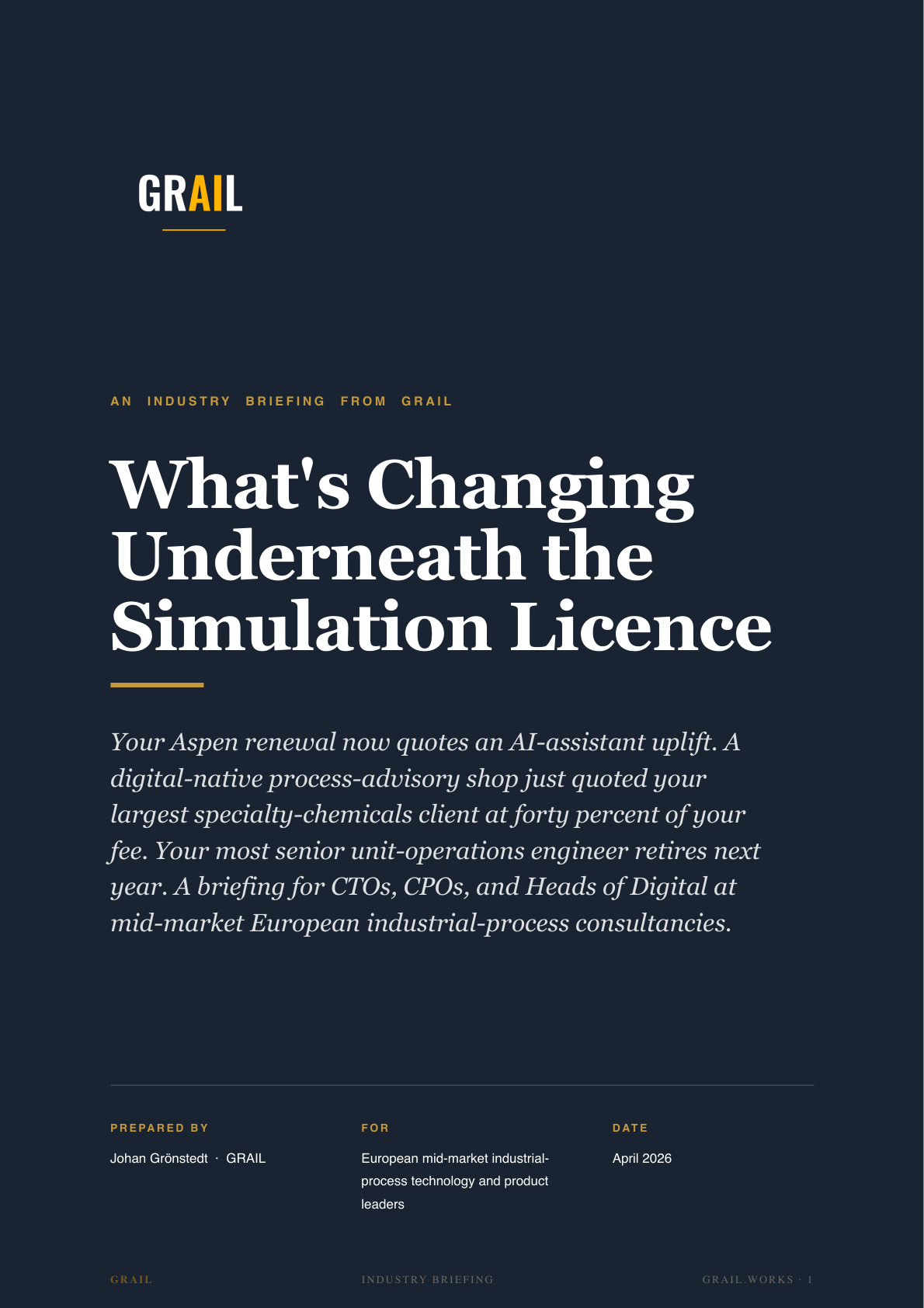 GRAIL industry briefing on AI in industrial process for CPTOs.