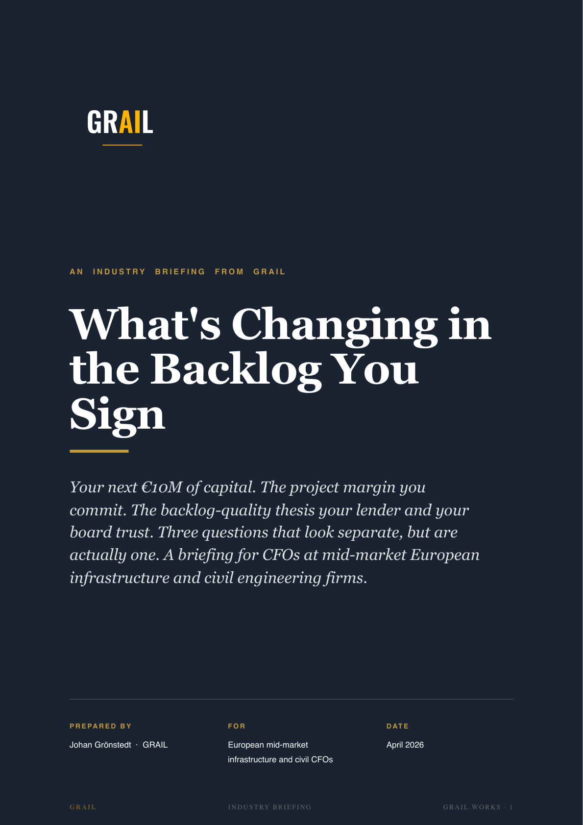 GRAIL industry briefing on AI in infrastructure and civil engineering for CFOs.