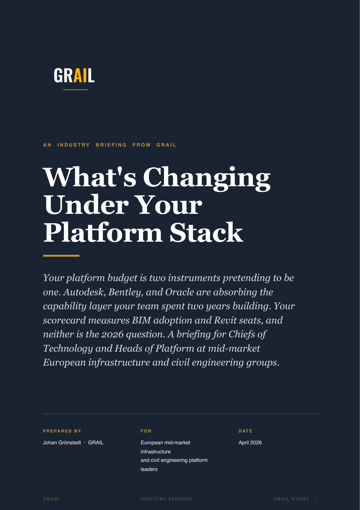 GRAIL industry briefing on AI in infrastructure and civil engineering for CPTOs.