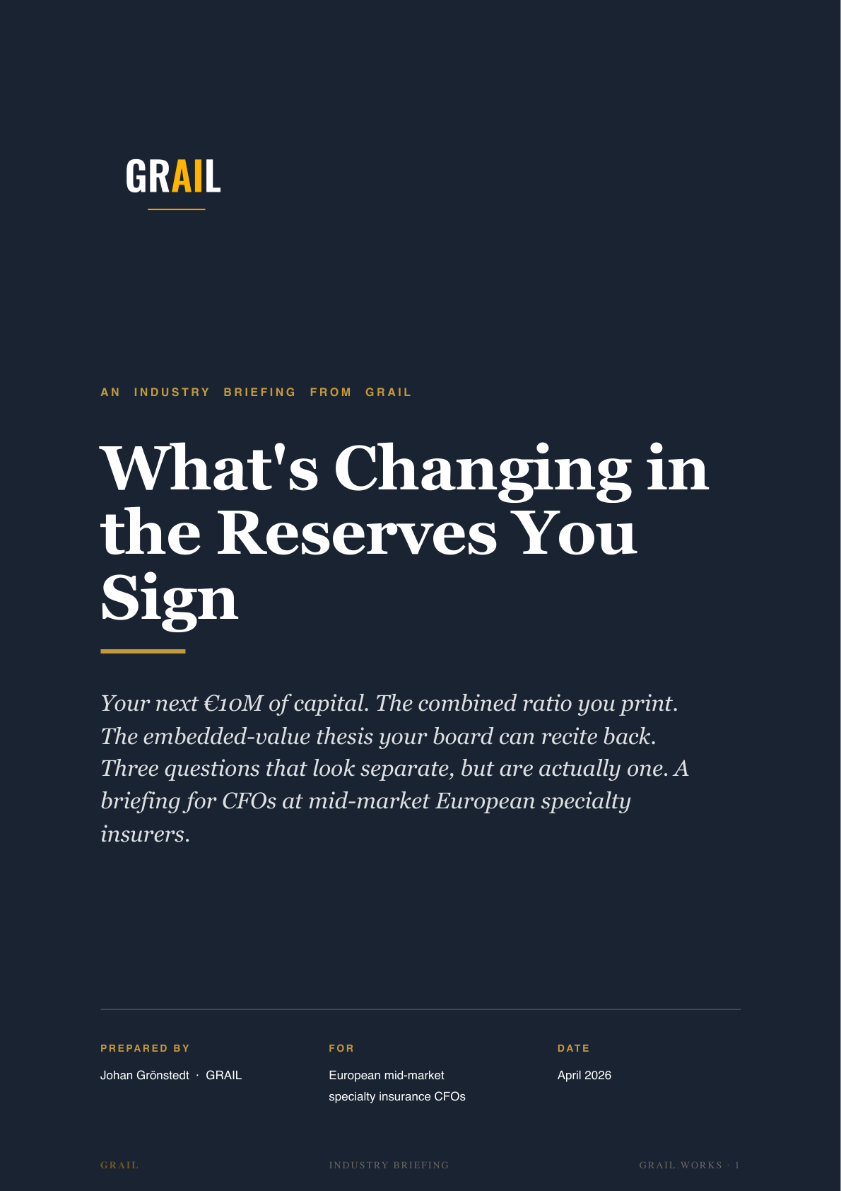 GRAIL industry briefing on AI in insurance for CFOs.