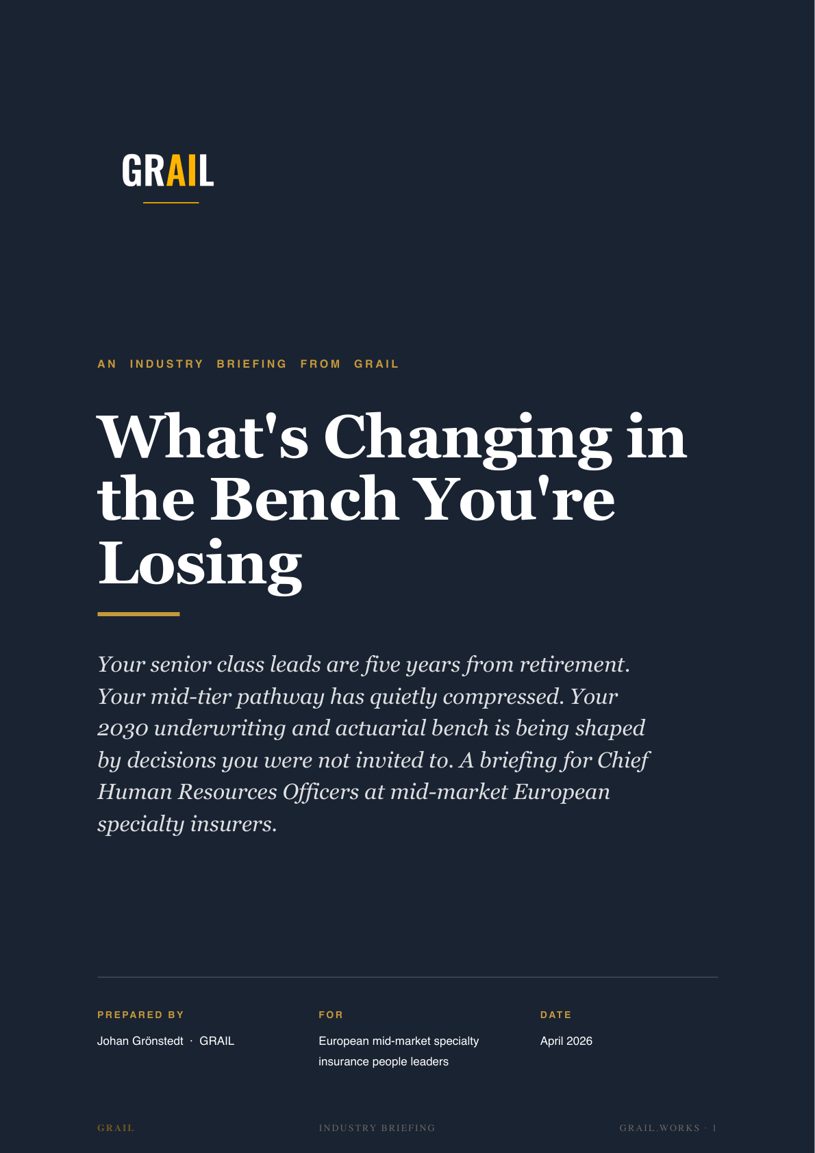 GRAIL industry briefing on AI in insurance for CHROs.