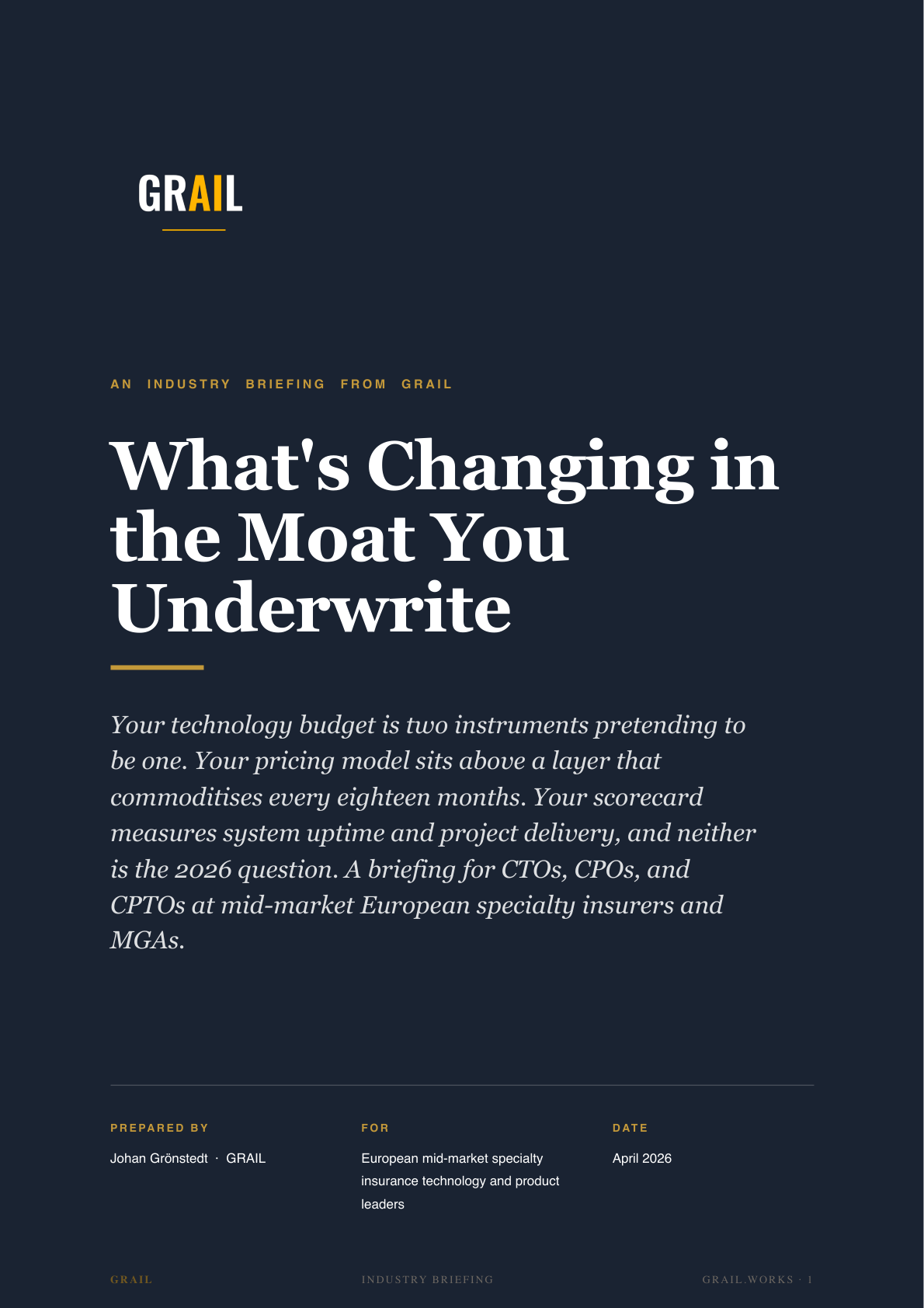 GRAIL industry briefing on AI in insurance for CPTOs.