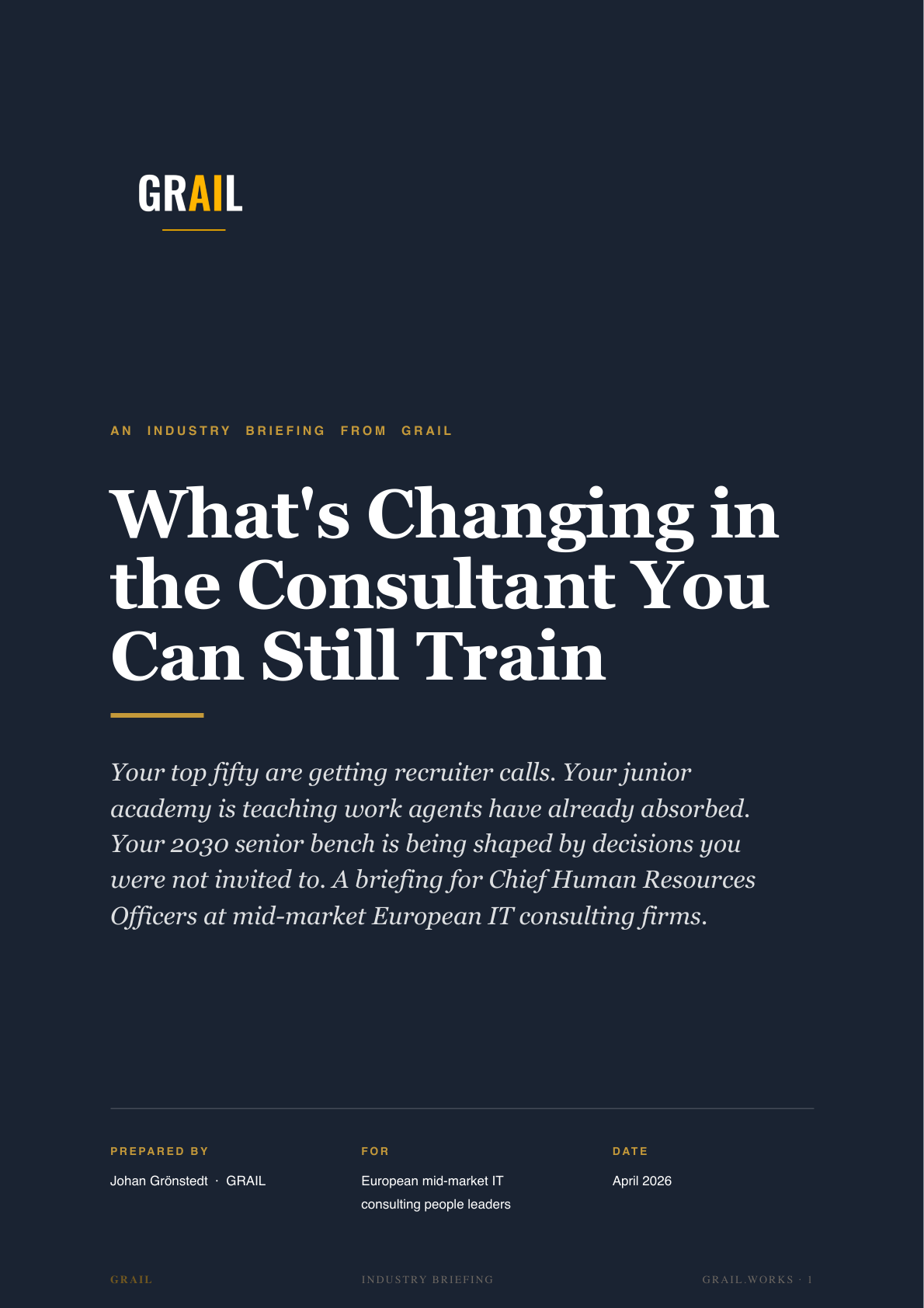 GRAIL industry briefing on AI in IT consulting for CHROs.