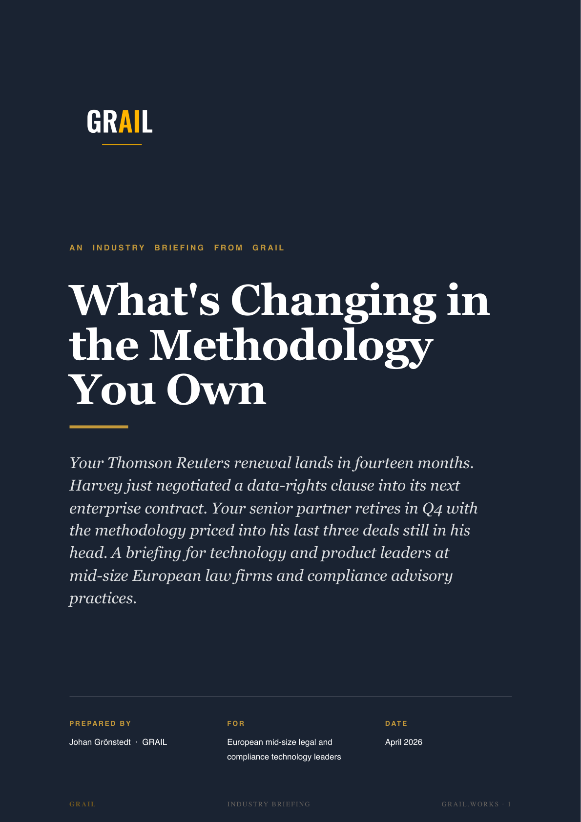 GRAIL industry briefing on AI in legal and compliance for CPTOs.