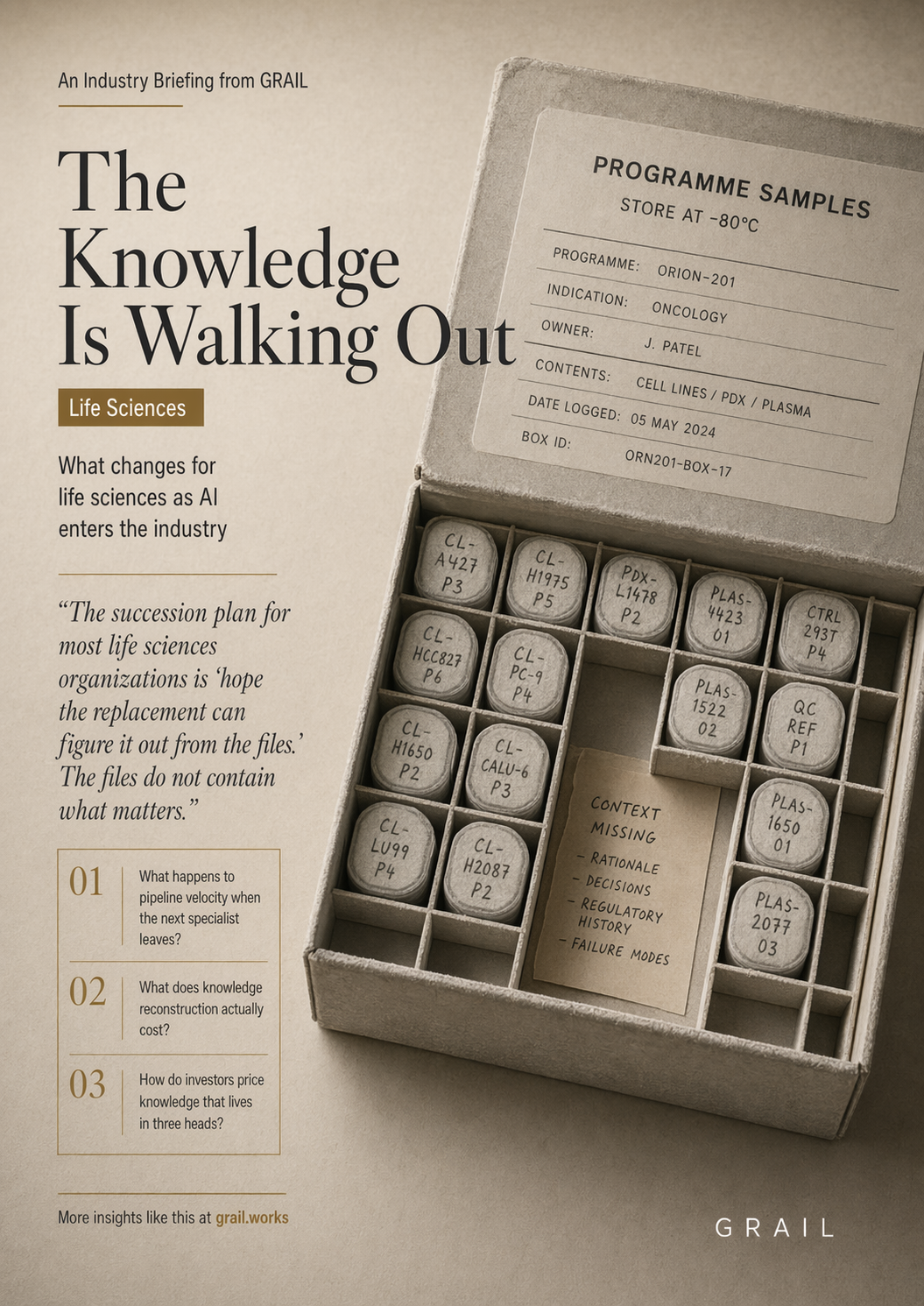 GRAIL CEO briefing cover for Life Sciences.