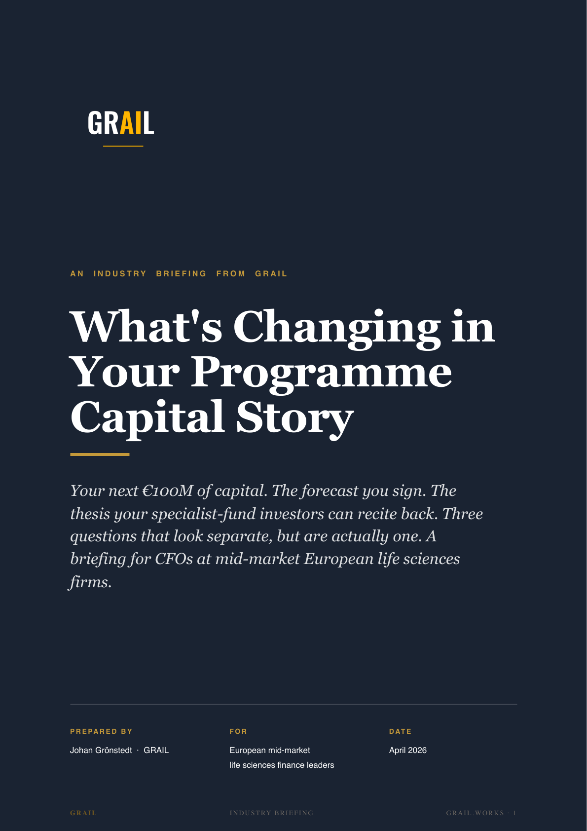 GRAIL industry briefing on AI in life sciences for CFOs.