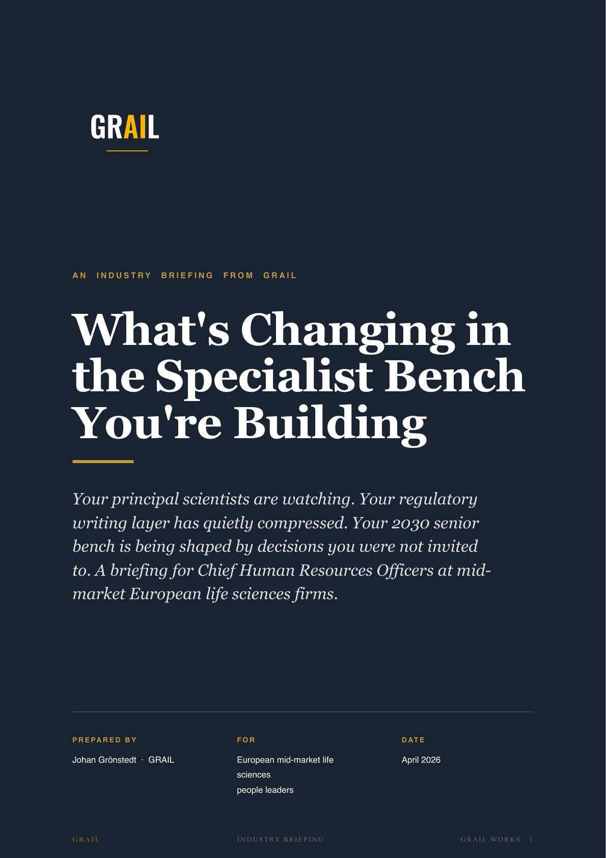 GRAIL industry briefing on AI in life sciences for CHROs.