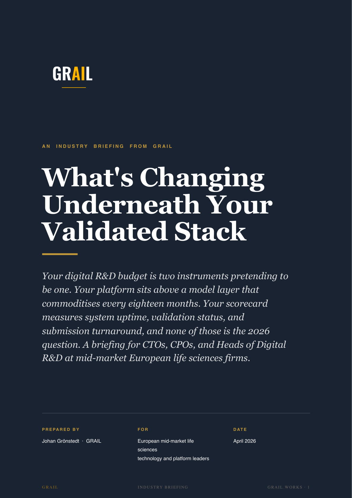 GRAIL industry briefing on AI in life sciences for CPTOs.