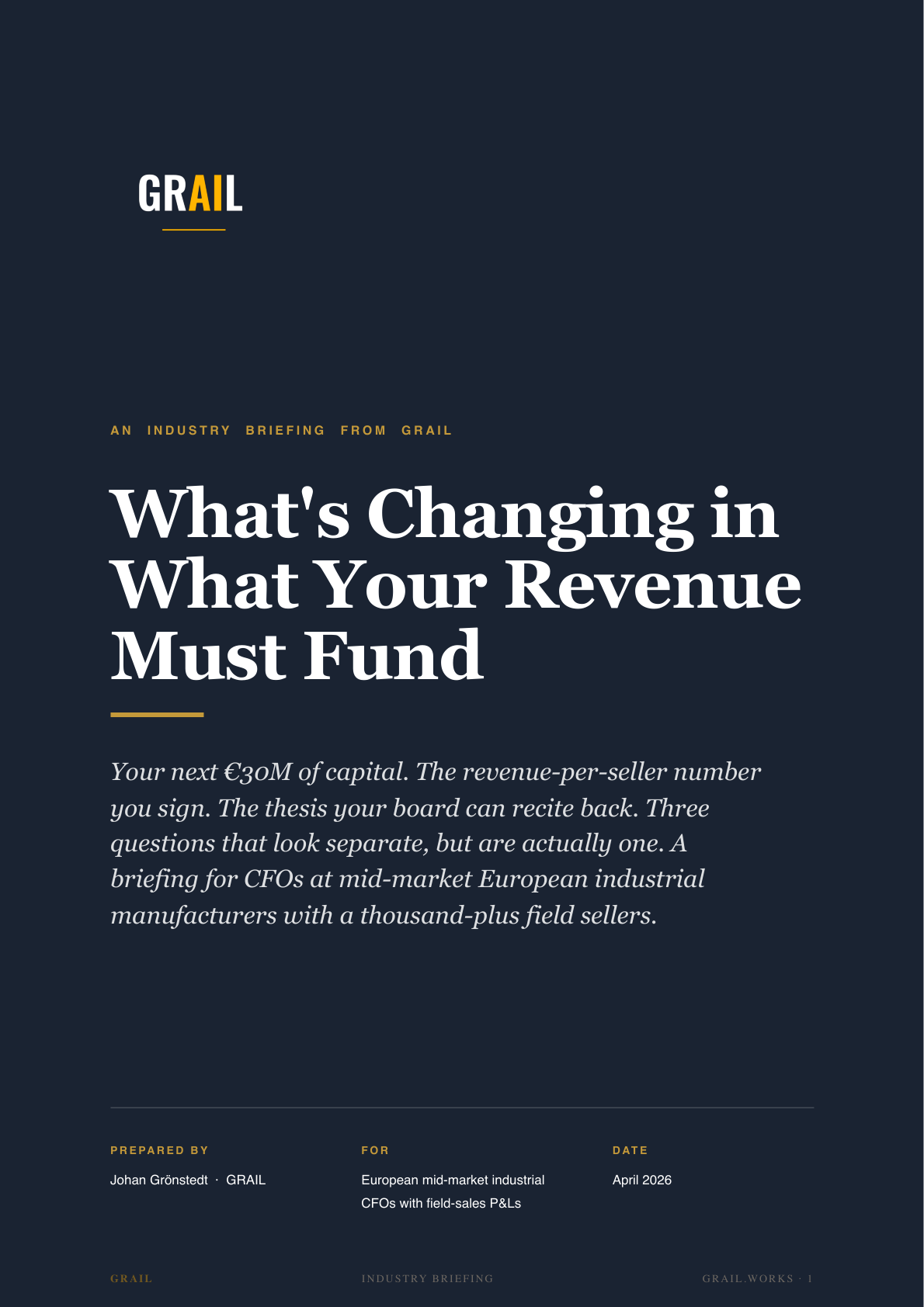 GRAIL industry briefing on AI in sales-heavy manufacturing for CFOs.