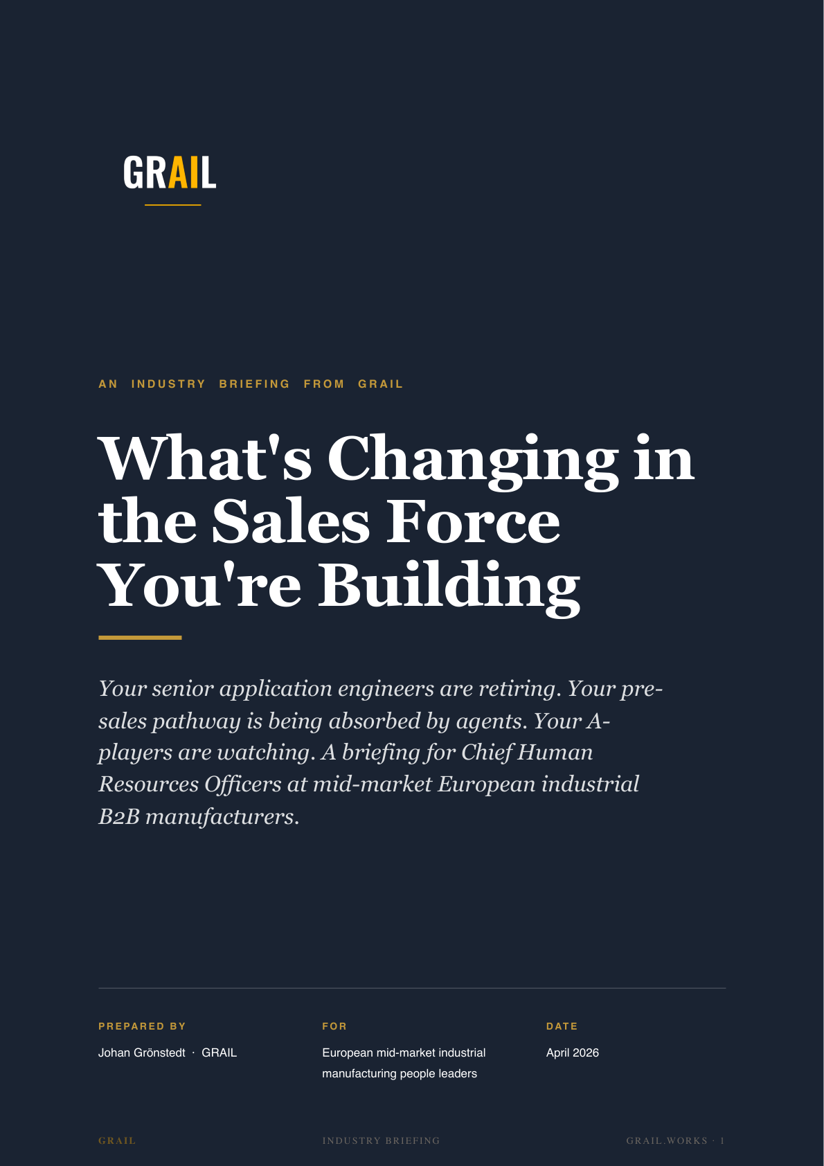 GRAIL industry briefing on AI in sales-heavy manufacturing for CHROs.