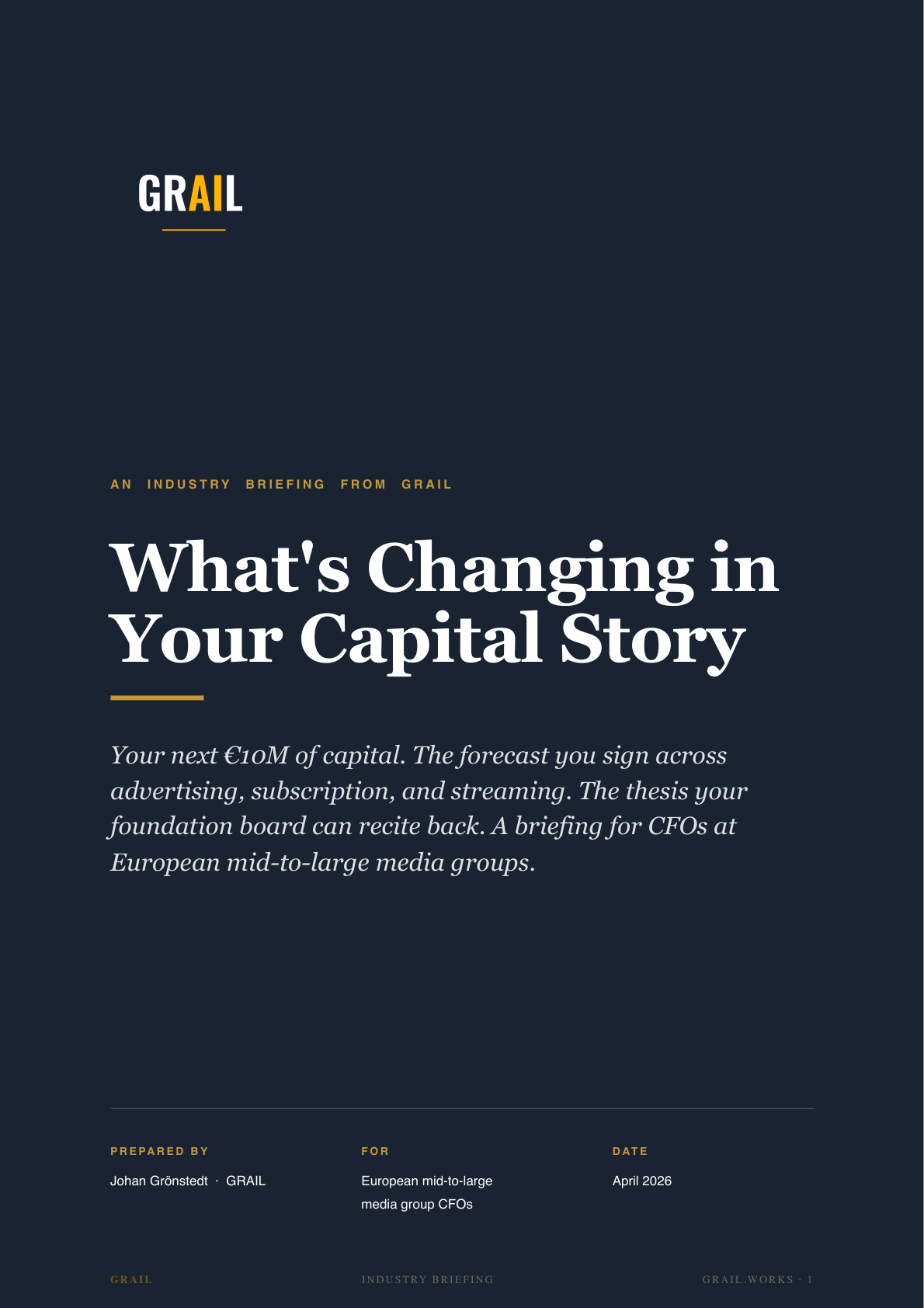 GRAIL industry briefing on AI in media and communications for CFOs.