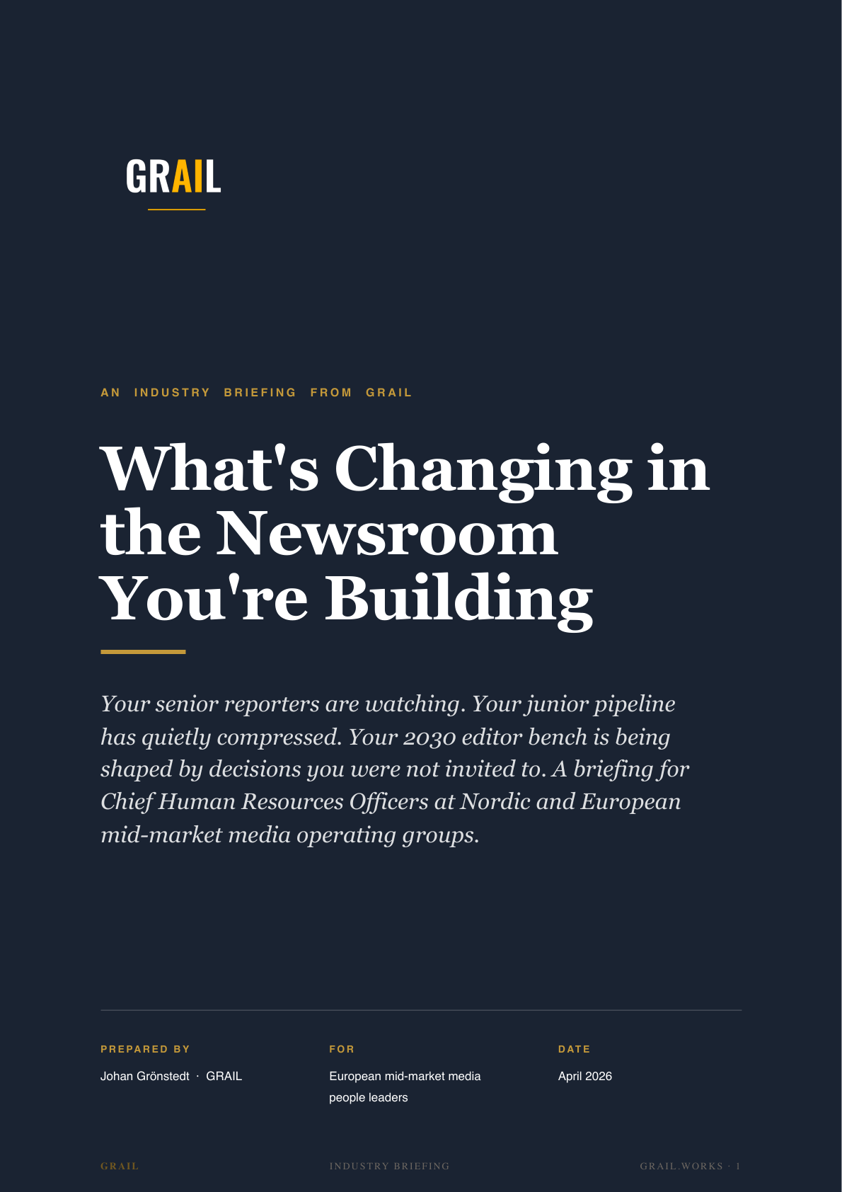 GRAIL industry briefing on AI in media and communications for CHROs.