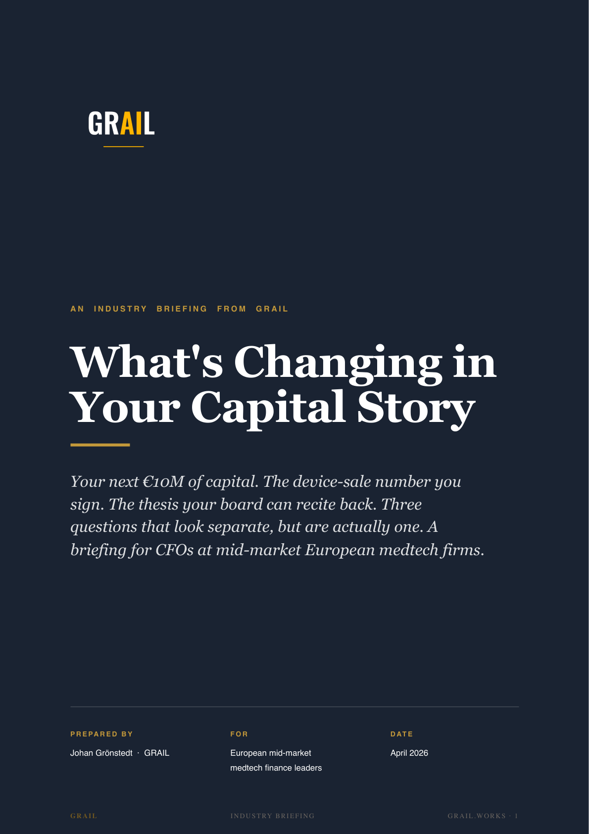 GRAIL industry briefing on AI in medtech for CFOs.