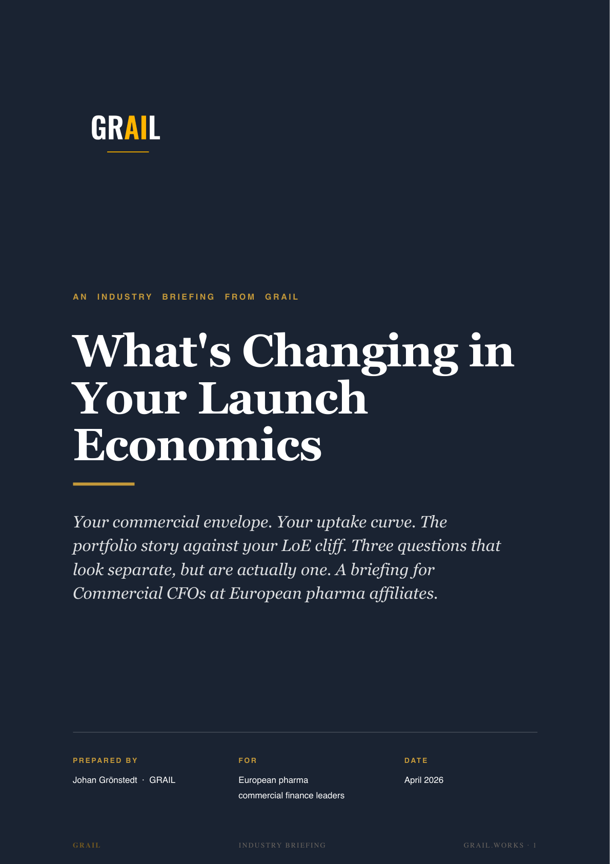 GRAIL industry briefing on AI in pharma sales for CFOs.