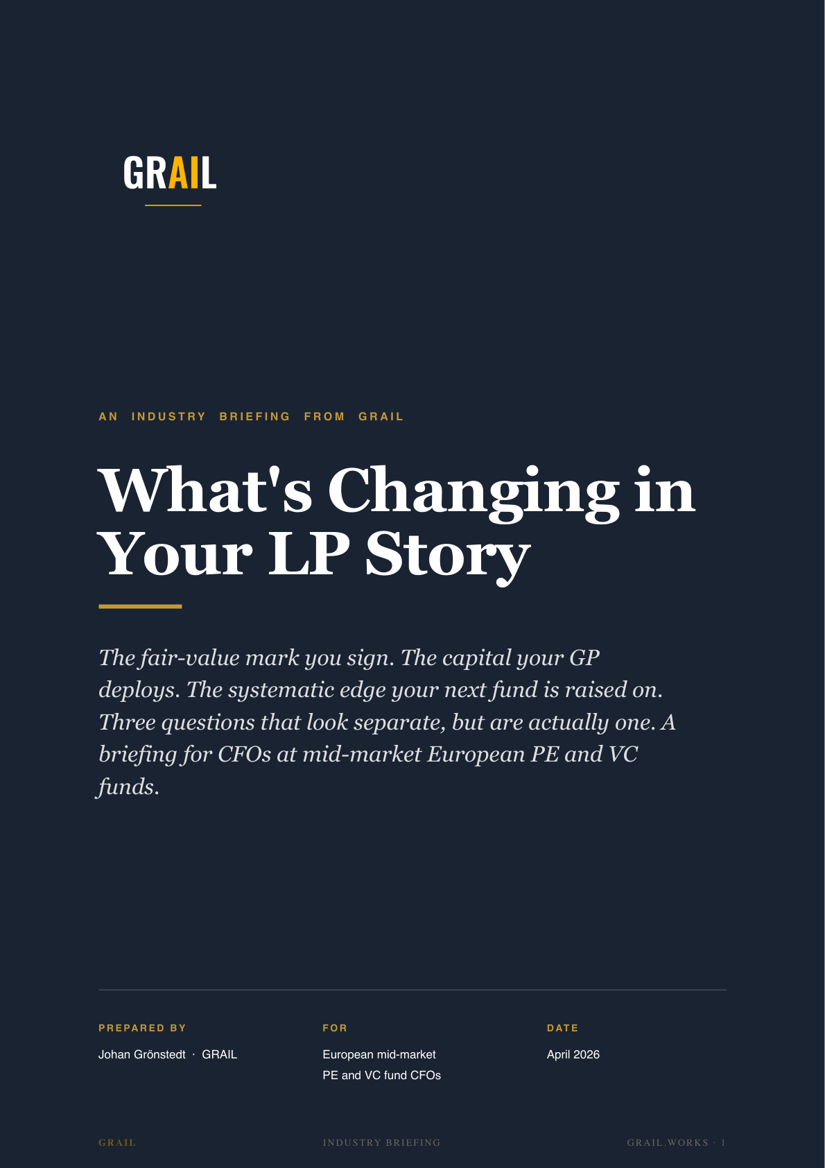 GRAIL industry briefing on AI in private equity and venture capital for CFOs.