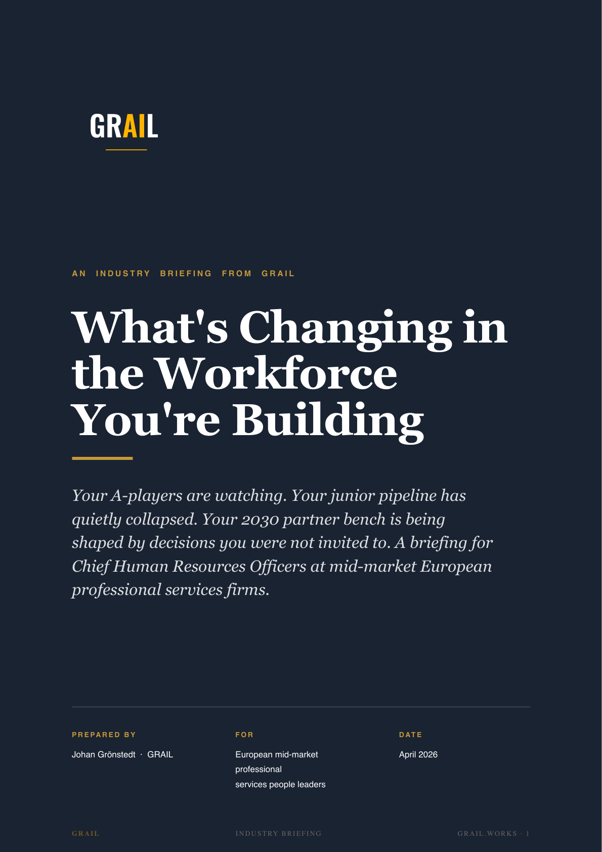 GRAIL industry briefing on AI in professional services for CHROs.