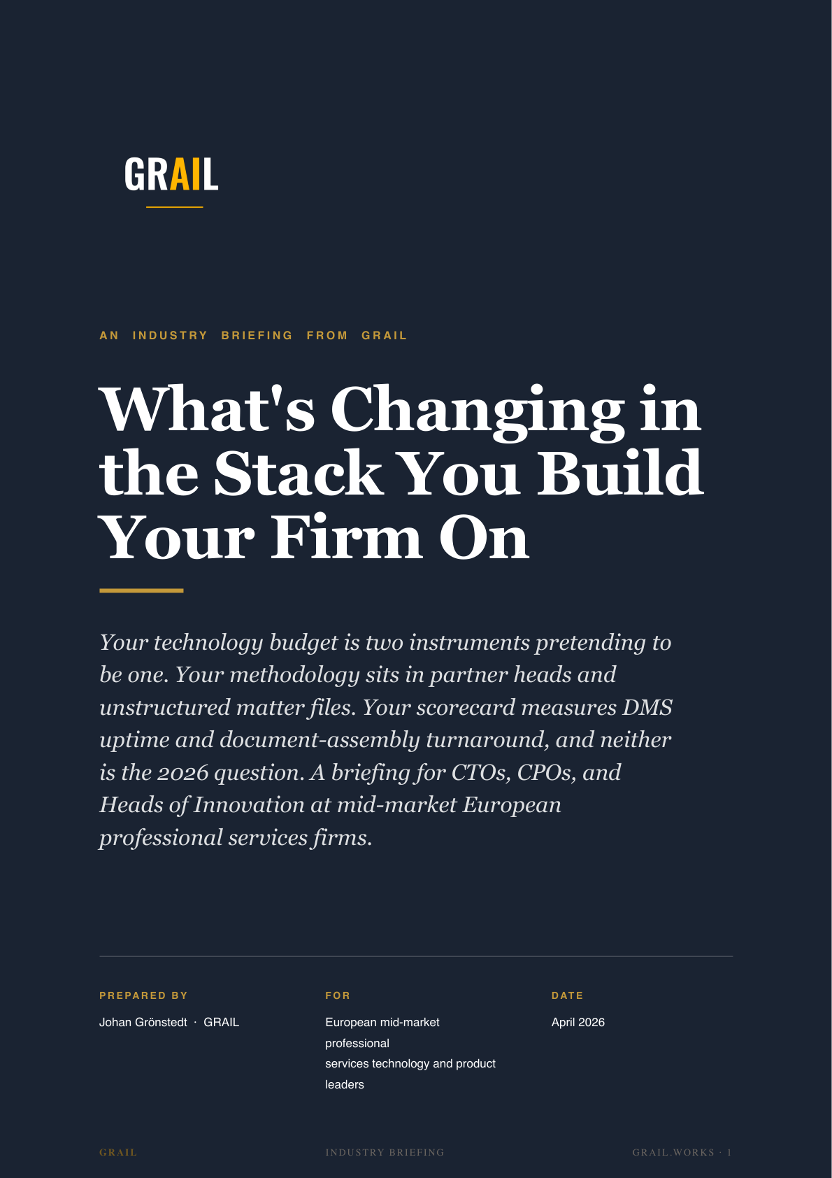 GRAIL industry briefing on AI in professional services for CPTOs.