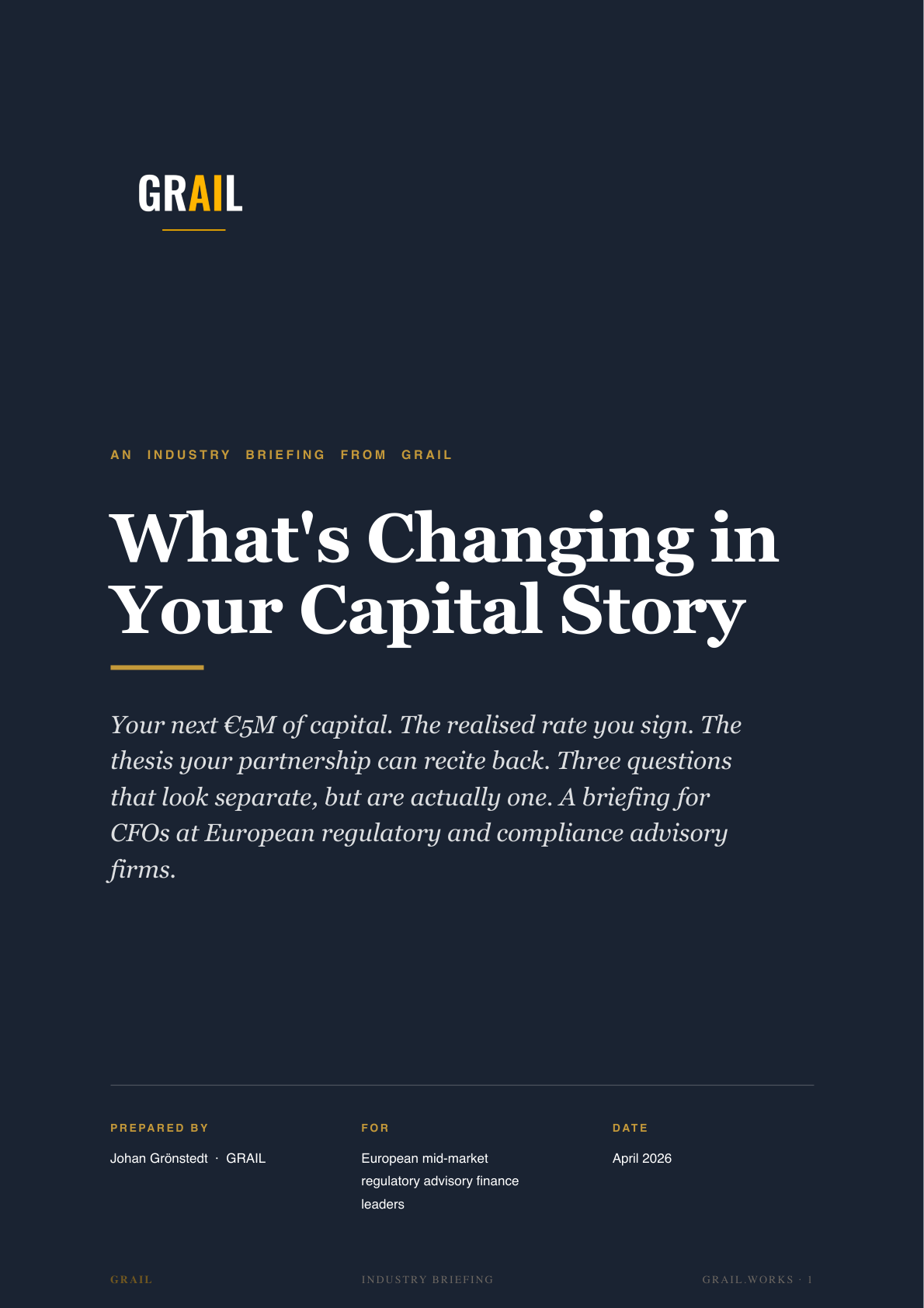 GRAIL industry briefing on AI in regulatory and compliance advisory for CFOs.