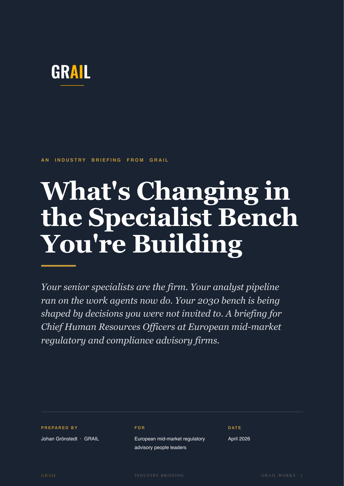 GRAIL industry briefing on AI in regulatory and compliance advisory for CHROs.