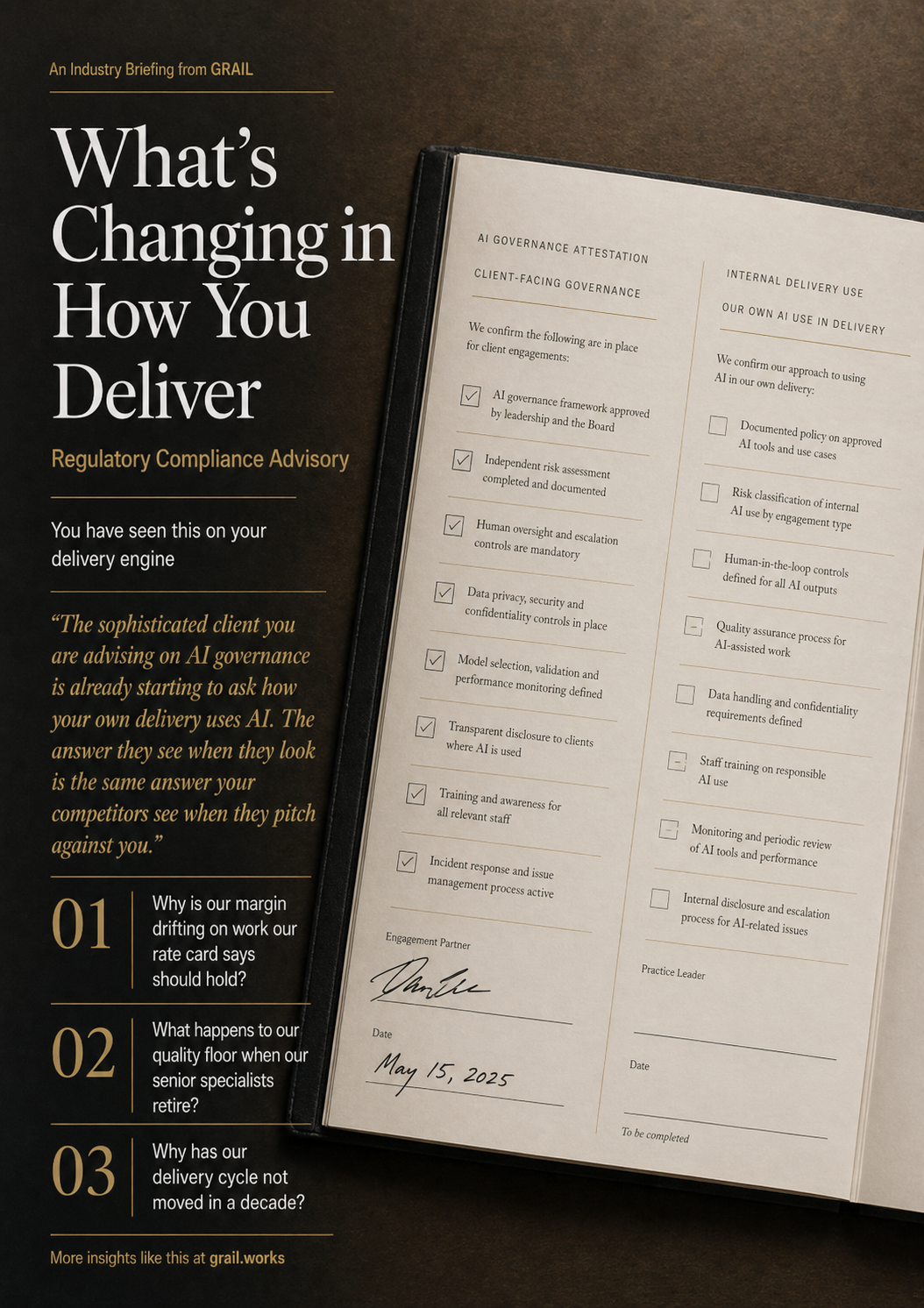 GRAIL industry briefing on AI in regulatory and compliance advisory for COOs.