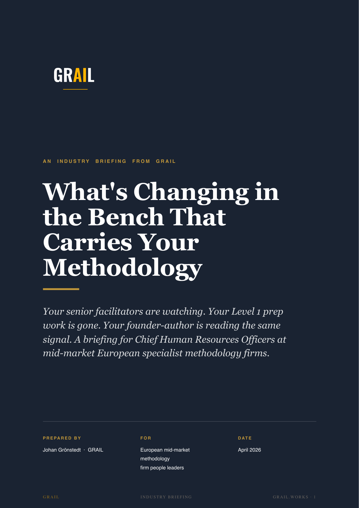 GRAIL industry briefing on AI in specialist methodology firms for CHROs.