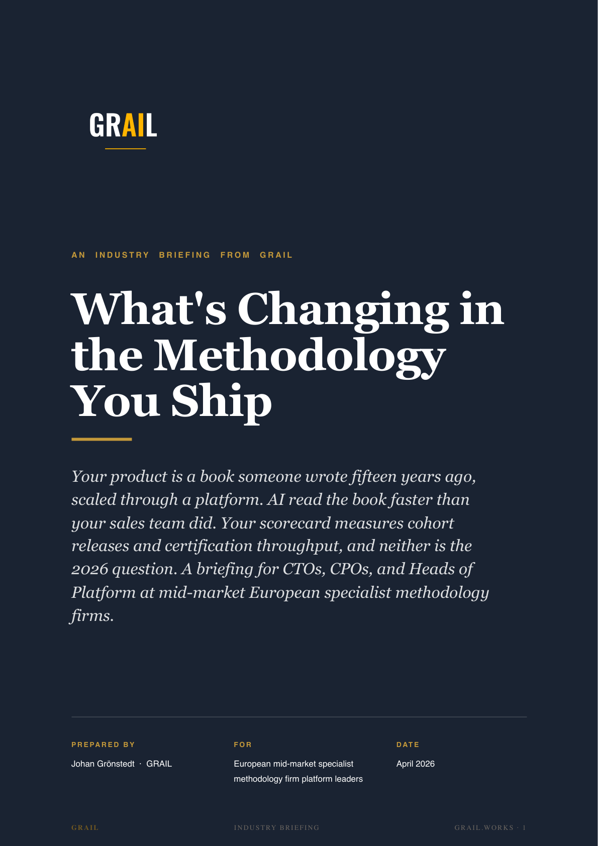 GRAIL industry briefing on AI in specialist methodology firms for CPTOs.