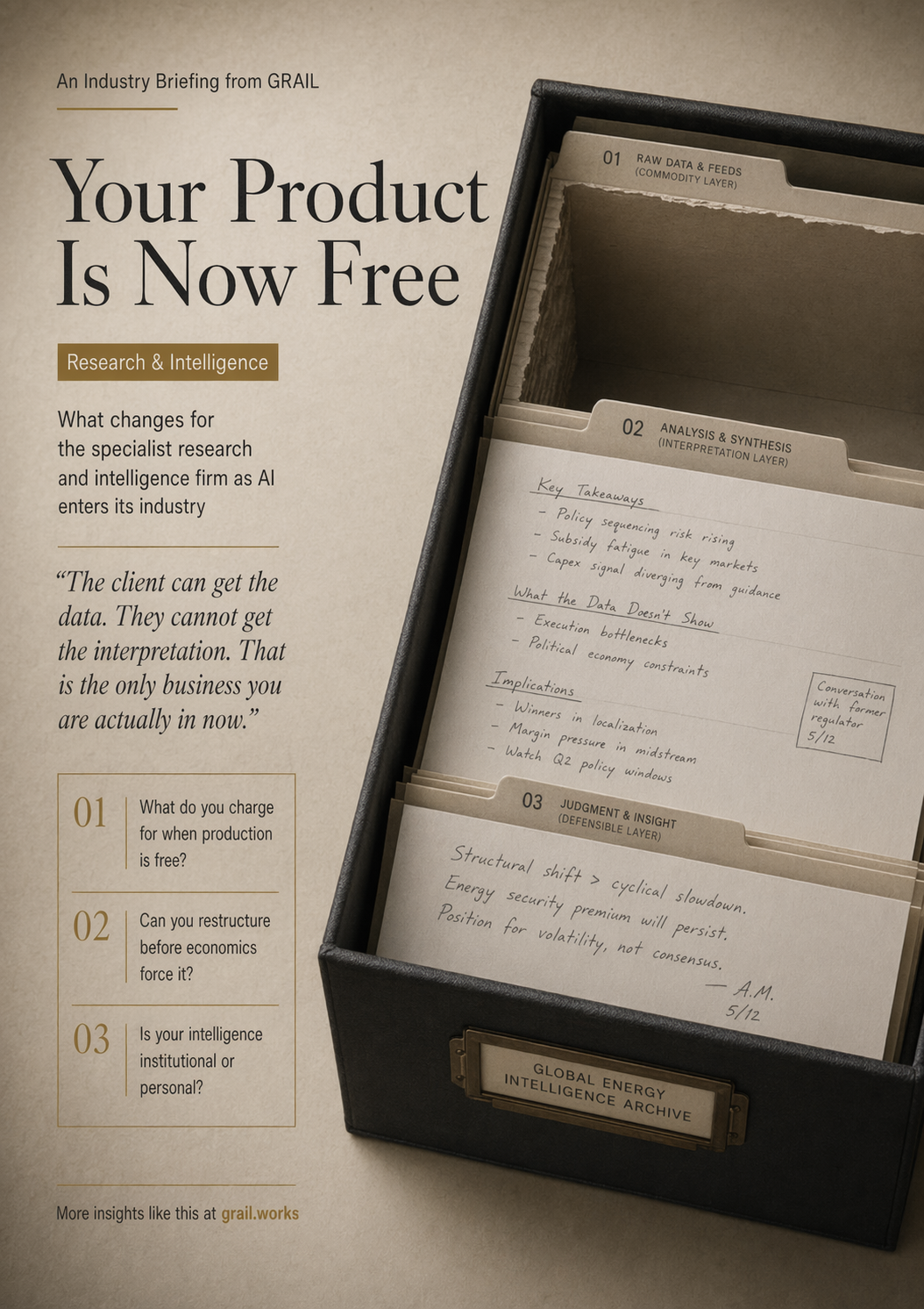 GRAIL CEO briefing cover for Specialist Research & Intelligence.