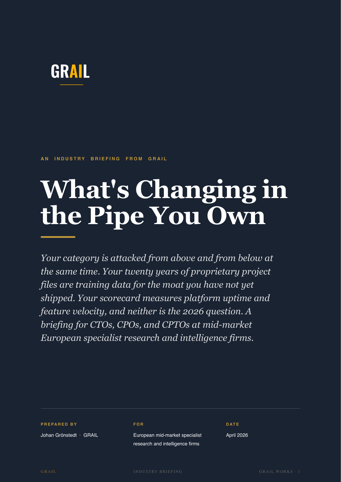 GRAIL industry briefing on AI in specialist research and intelligence for CPTOs.